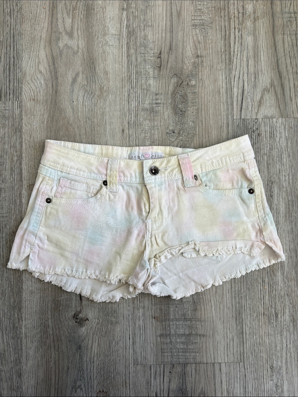 Angels Pastel Tie-Dye Denim Shorts
